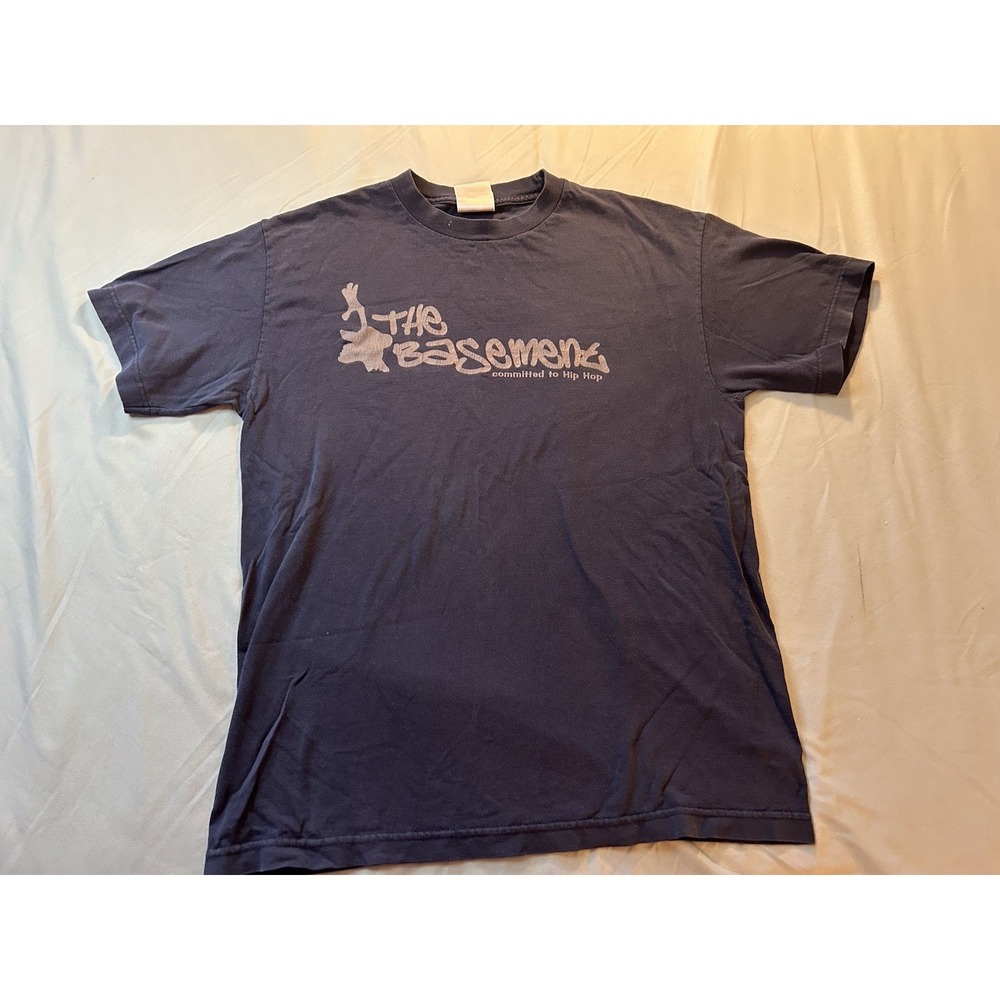 BasementHipHop.com Vintage T-Shirt Men's Large Black Hip Hop Website Graphic Tee